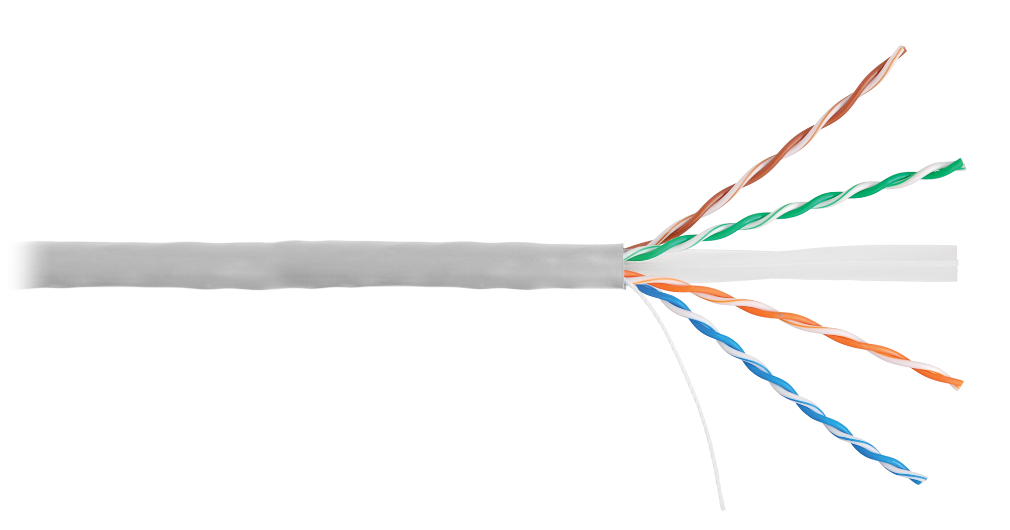 Кабель NETLAN U/UTP 4 пары, Кат.6 (Класс E), 250МГц, одножильный, BC (чистая медь), внутренний, PVC нг(B), серый, 305м