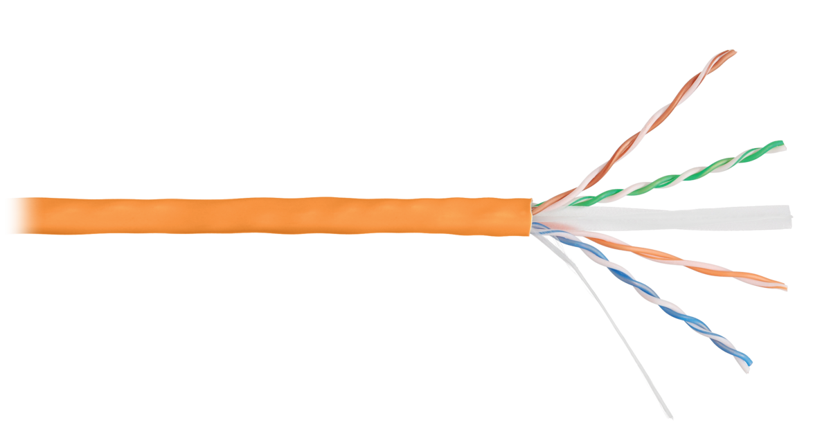 Кабель NIKOLAN U/UTP, 4 пары, кат.6, 23 AWG, внутренний, LSZH, оранжевый, 305м