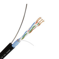 Кабель FTP 4PR 24AWG CAT5e черный внешний с одножильным тросом бухта