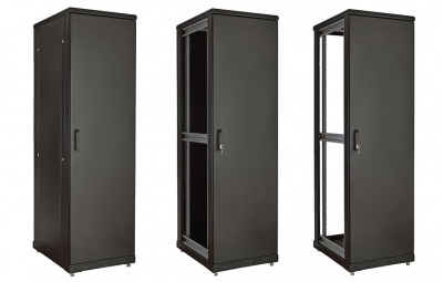Шкаф телекоммуникационный напольный 19", 24U(600x800), ШТ-НП-М-24U-600-800-М-Ч, передняя дверь металл, черный ССД