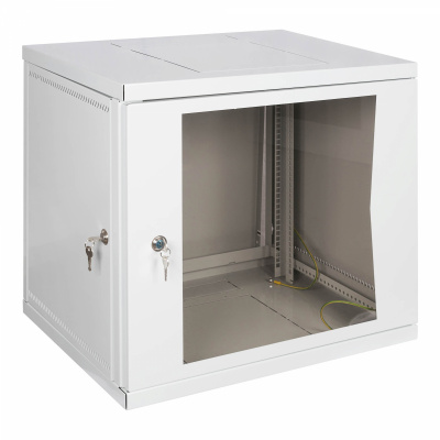 Настенный разборный шкаф 19", 600х600, со стеклянной дверцей