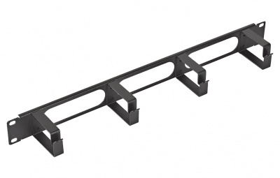 Органайзер кабельный горизонтальный с окнами 4 кольца 1U ОКО-19-1U. цвет черный ССД