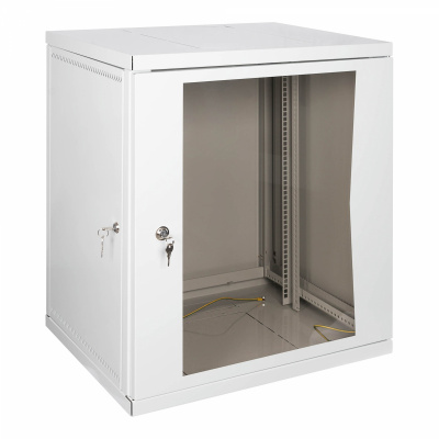 Настенный разборный шкаф 19", 600х450, со стеклянной дверцей