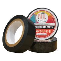 Изолента черная NETLINK 0,13мм х 18мм х 10м (упак.5 штук)