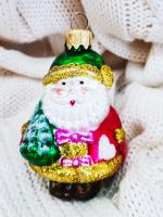 Ёлочное украшение "Дед Мороз с елочкой", в подарочной упаковке, h-9см