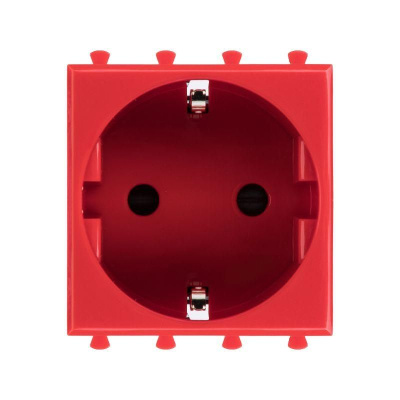 Розетка 1-м 2мод. Avanti "Красный квадрат" 16А IP20 2P+E защ. шторки красн. DKC 4401002