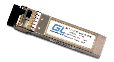 Модуль SFP+ WDM GIGALINK GL-OT-ST12LC1-1270-1330, 10Гбит/с, SM, LC, 12 дБ, до 20 км, DDM